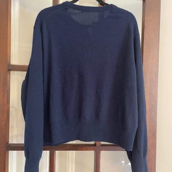 Everlane Cropped Cashmere Cardigan in Navy Blue, Size XXL - Picture 5 of 7